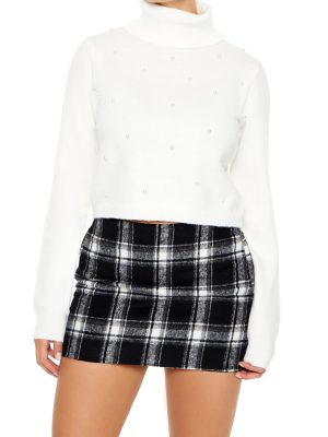 Faux Pearl Turtleneck Sweater