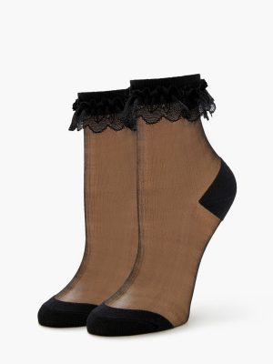 Lace-Trim Mesh Crew Socks