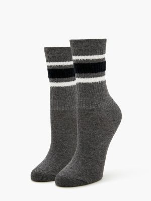 Striped-Trim Crew Socks