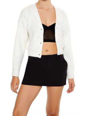 Faux Pearl Cardigan Sweater