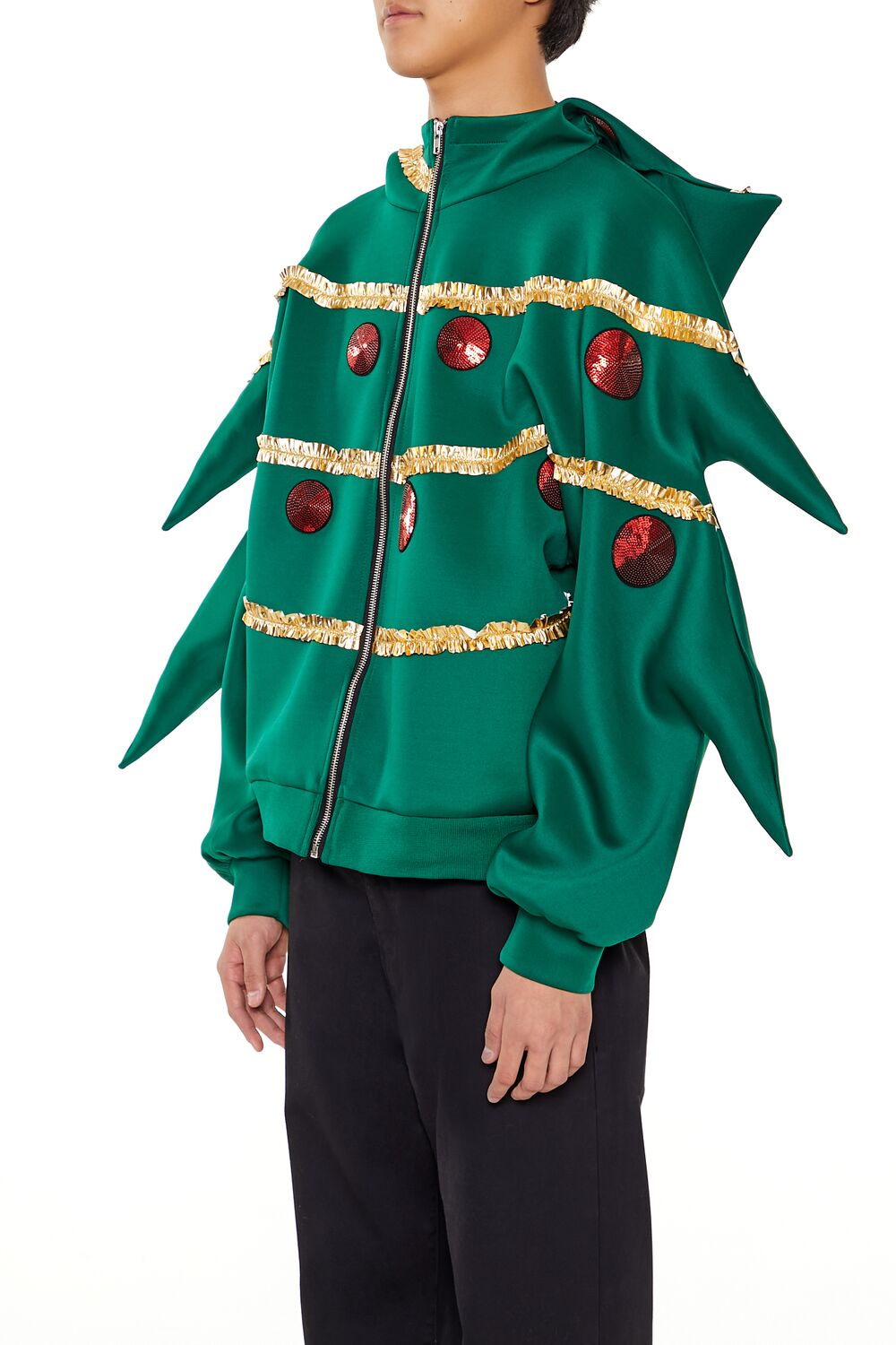Christmas Tree Pajama Zip-Up Hoodie - Image 4