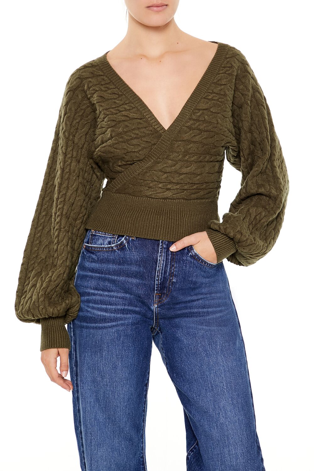 Peasant-Sleeve Cable Knit Sweater - Image 6
