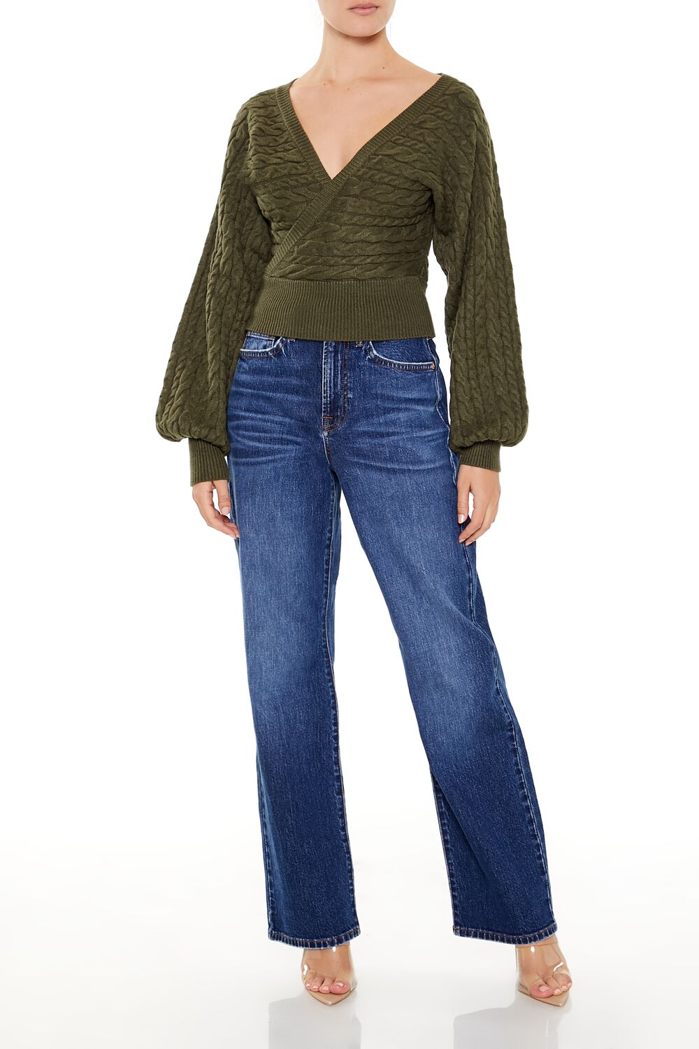 Peasant-Sleeve Cable Knit Sweater - Image 7