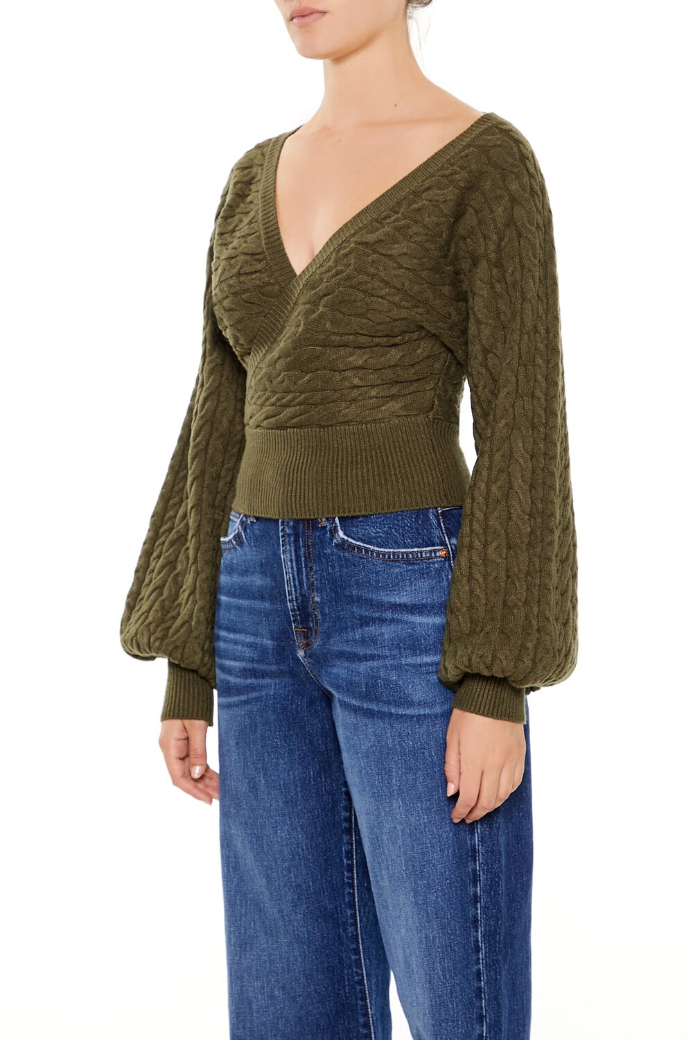Peasant-Sleeve Cable Knit Sweater - Image 9