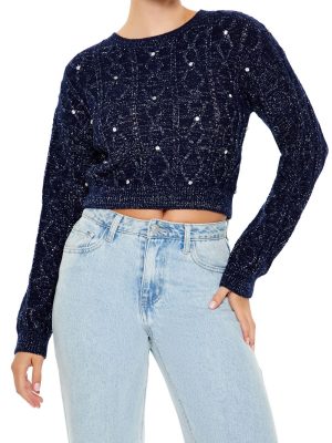 Glitter Knit Rhinestone Sweater