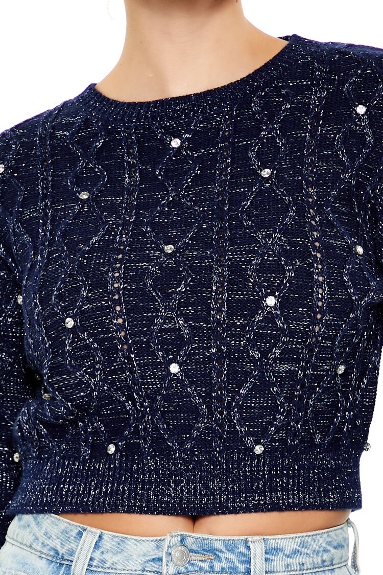 Glitter Knit Rhinestone Sweater - Image 3