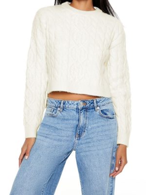 Cropped Cable Knit Sweater