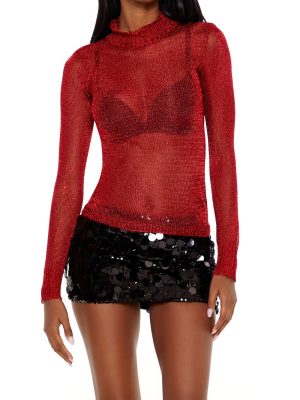 Sheer Glitter Turtleneck Sweater