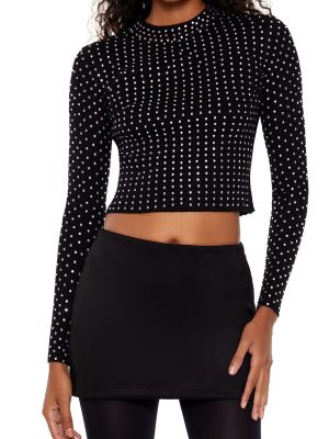 Rhinestone Cropped Sweater