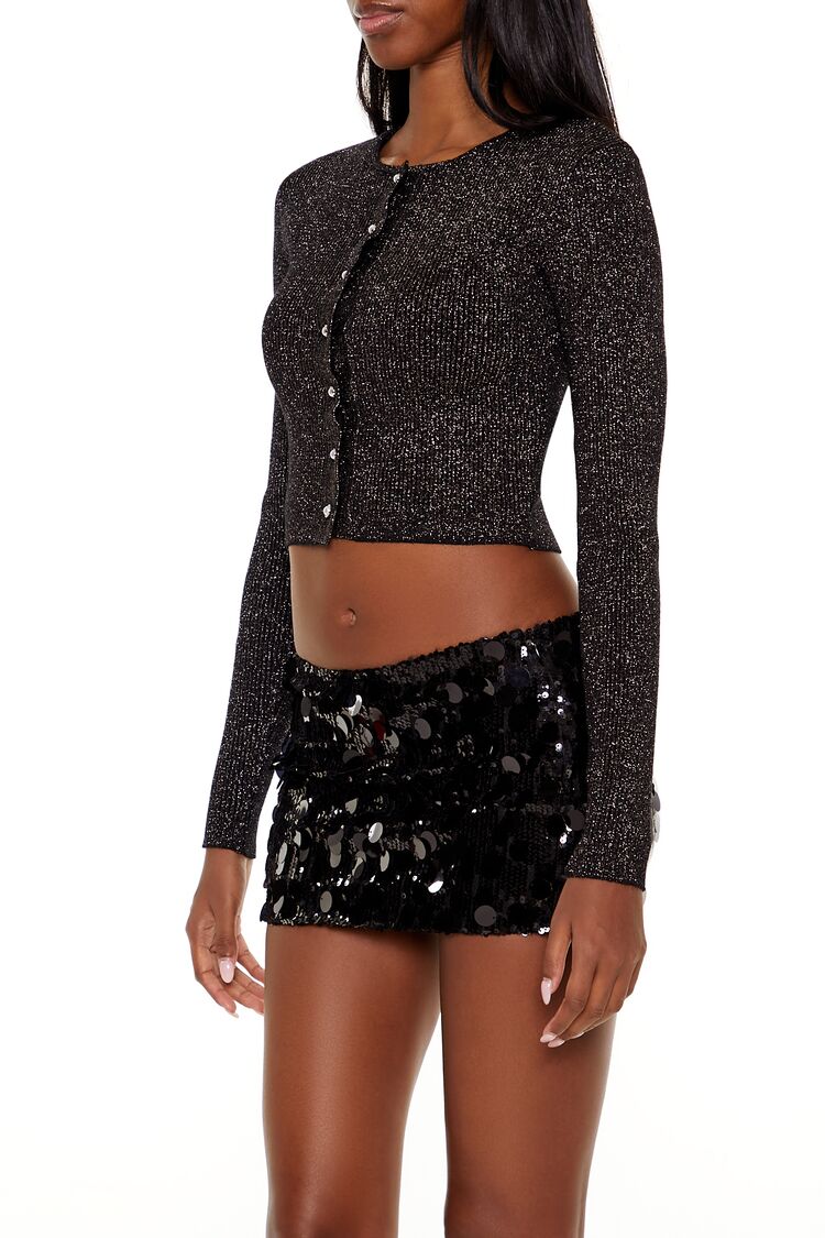 Faux Pearl Glitter Cardigan Sweater - Image 4