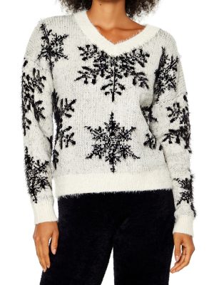 Fuzzy Knit Snowflake Sweater