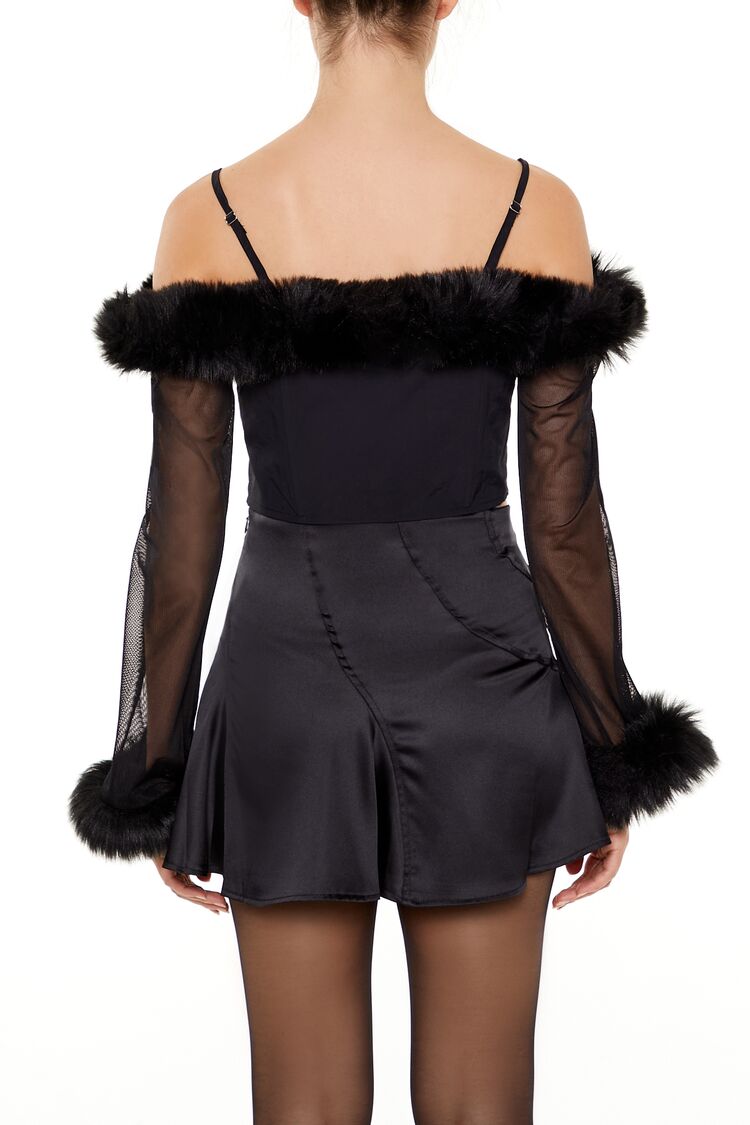 Faux Fur-Trim Open-Shoulder Top - Image 5