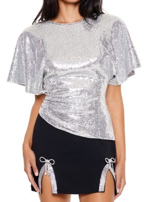 Sequin Butterfly-Sleeve Top