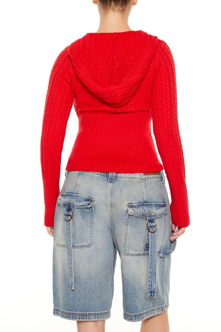 Hooded Cable Knit Sweater - Image 15