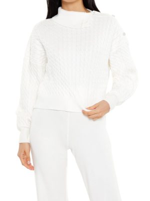 Faux Pearl Cable Knit Sweater