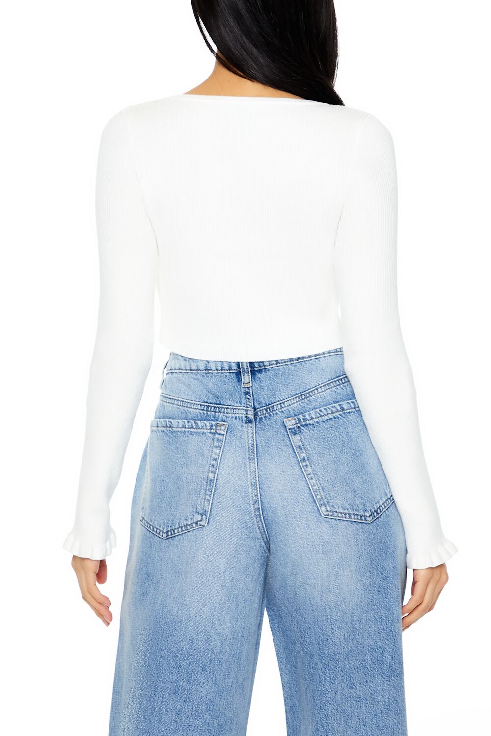 Cropped Tulip-Hem Sweater-Knit Top - Image 10