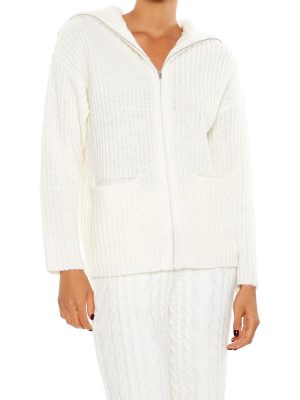 Ribbed Knit Zip-Up Sweater