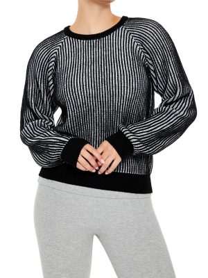 Striped Ribbed Knit Sweater