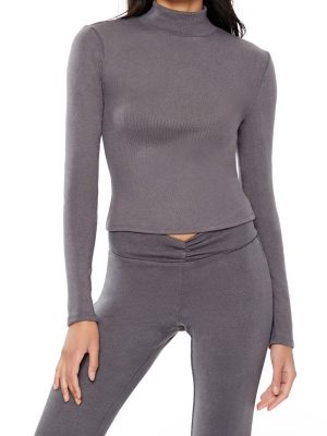 Cropped Mock Neck Top