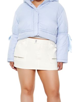 Plus Size Bow Puffer Jacket