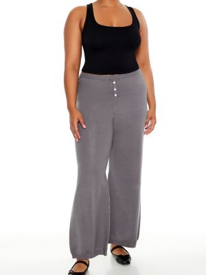 Plus Size Sweater-Knit Wide Pants