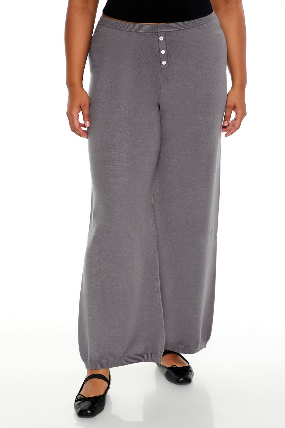 Plus Size Sweater-Knit Wide Pants - Image 2