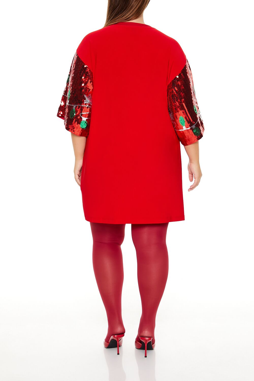 Plus Size Sequin Christmas Lights T-Shirt Dress - Image 4