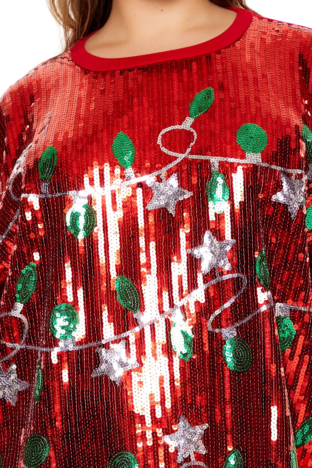 Plus Size Sequin Christmas Lights T-Shirt Dress - Image 5