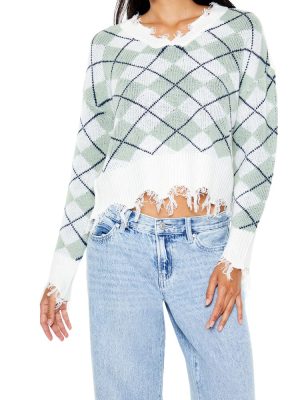 Cropped Argyle Sweater