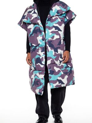 Camo Print Longline Puffer Vest
