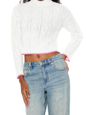 Scalloped Cable Knit Sweater