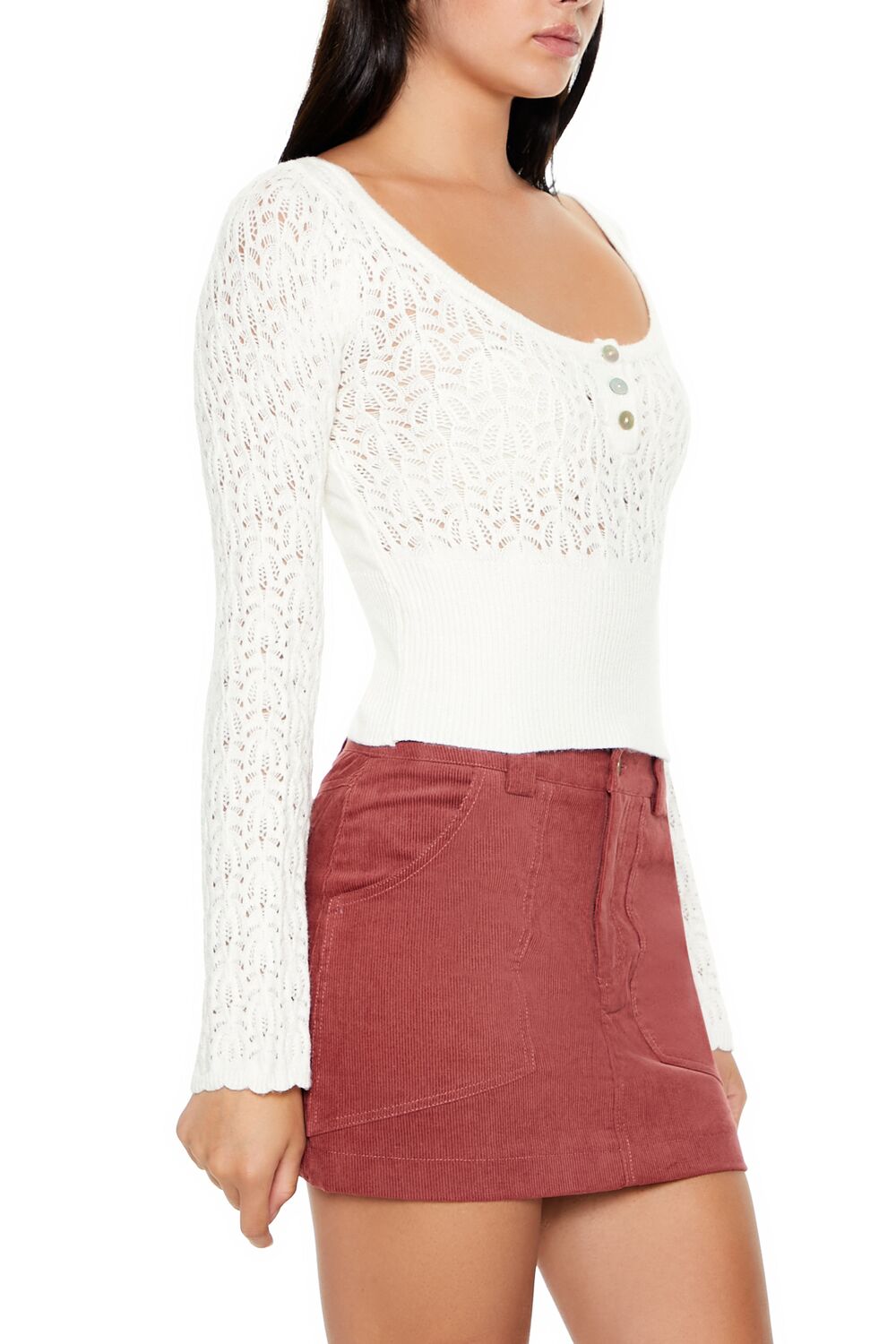 Cropped Pointelle Sweater - Image 4