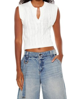 Cropped Cable Knit Sweater Vest