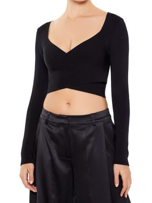 Sweater-Knit Crossover Crop Top