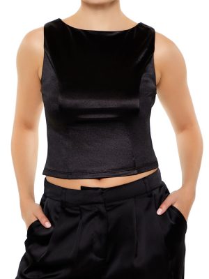 Sleeveless Satin Tank Top