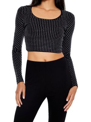 Rhinestone Cropped Sweater