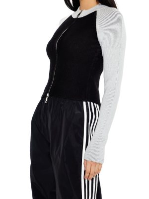 Two-Tone Raglan Zip-Up Sweater