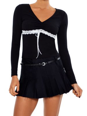 Lace-Trim Bow Top