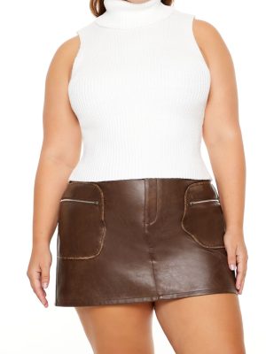 Plus Size Turtleneck Sweater-Knit Tank Top