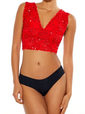 Sequin Lace Lingerie Crop Top