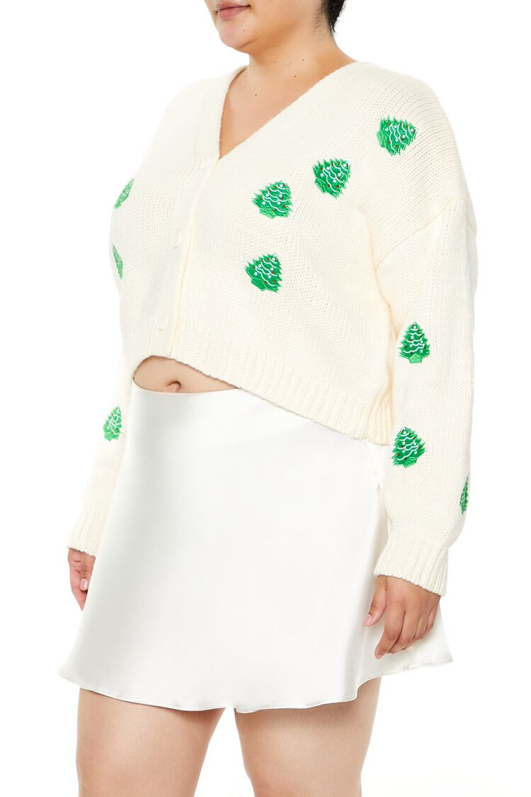 Plus Size Christmas Tree Cardigan Sweater - Image 4