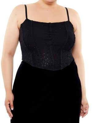 Plus Size Sequin Corset Cami