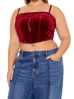 Plus Size Velvet Cropped Cami