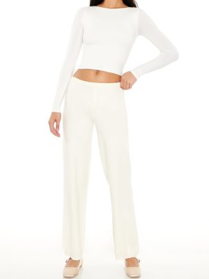 Sweater-Knit Straight-Leg Pants