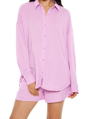 Textured Shirt & Shorts Set