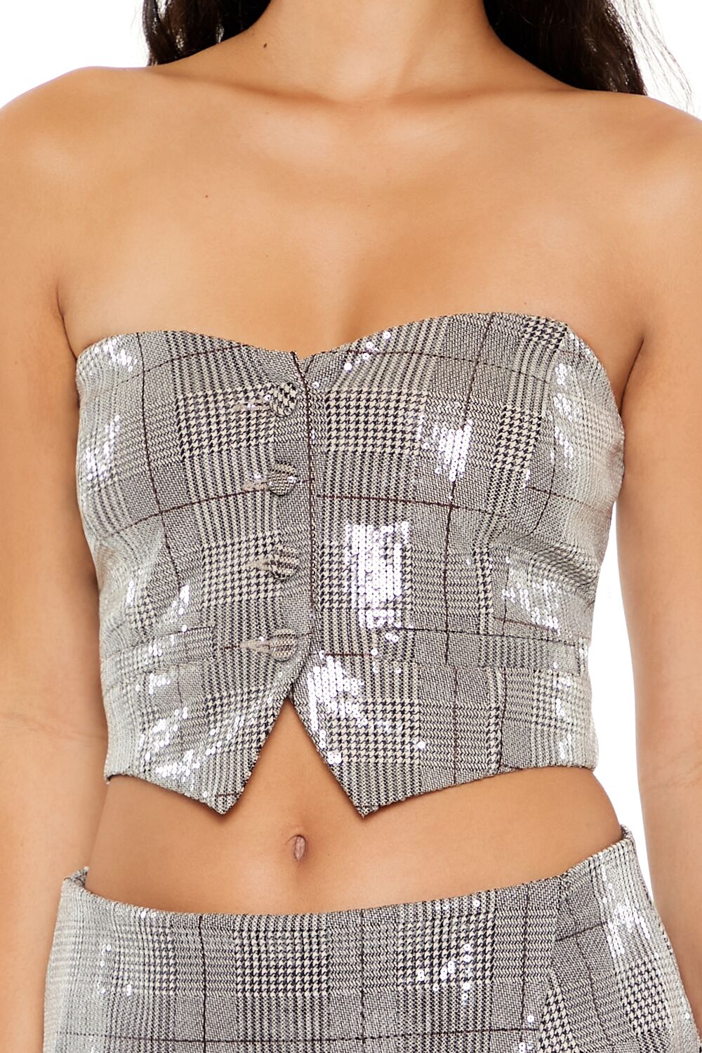 Glen Plaid Cropped Tube Top - Image 3