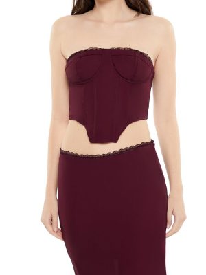 Lace-Trim Bustier Tube Crop Top