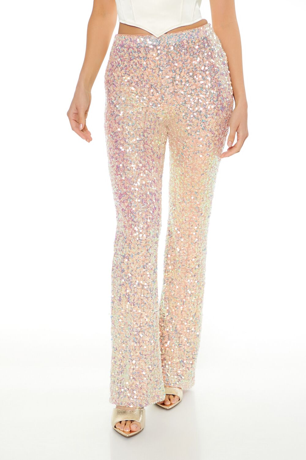 Sequin Mid-Rise Flare Pants - Image 7