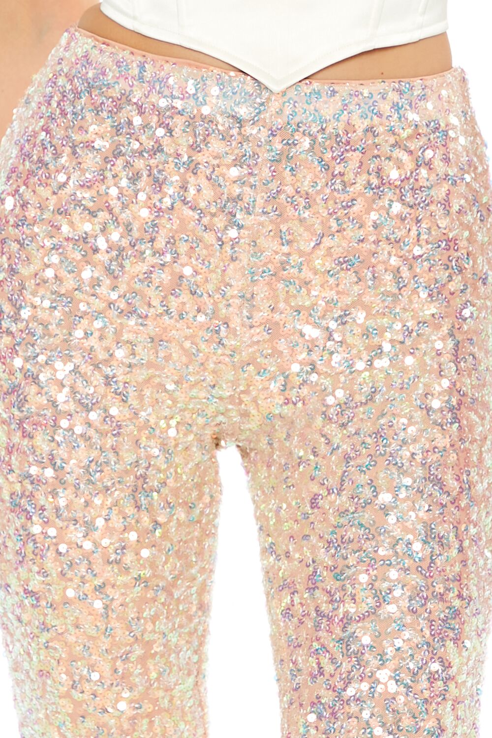 Sequin Mid-Rise Flare Pants - Image 10