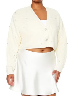 Plus Size Rhinestone Cardigan Sweater